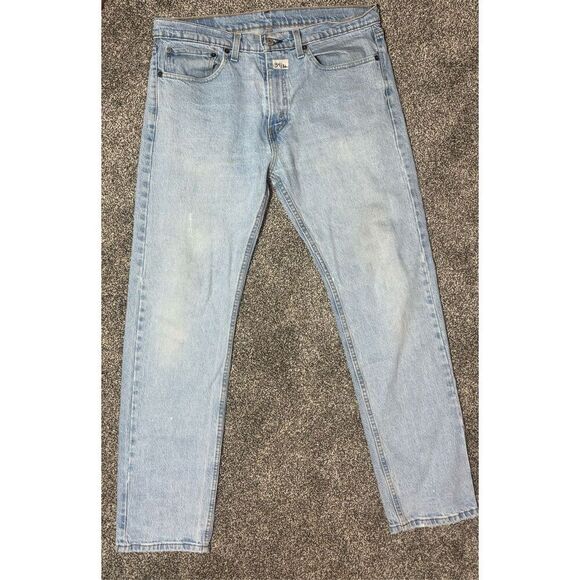 Levis 505 Jeans Mens 34x32 Blue Denim Regular Straight Medium Wash - Picture 1 of 10